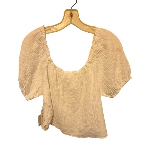 Three Dots Cotton Gauze White Top nwt - Picture 4 of 8